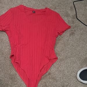 Women's Red V-Neck Top